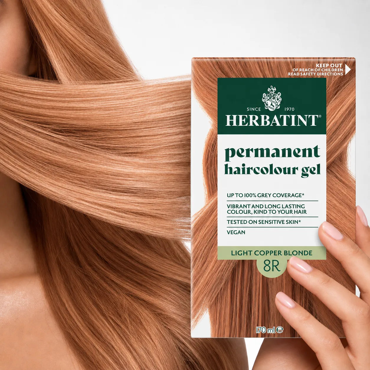 Herbatint Permanent haircolour gel 8R Light Copper Blonde, 170 ml