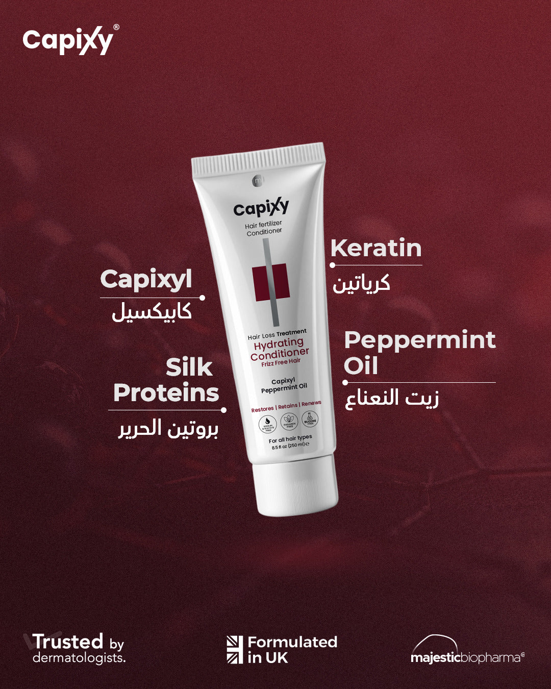 Capixy Hair Hydrating Conditioner with Capixyl - 250ml   بلسم كابيكسي المرطب لمنع تساقط الشعر وفك التشابك - 250 مل