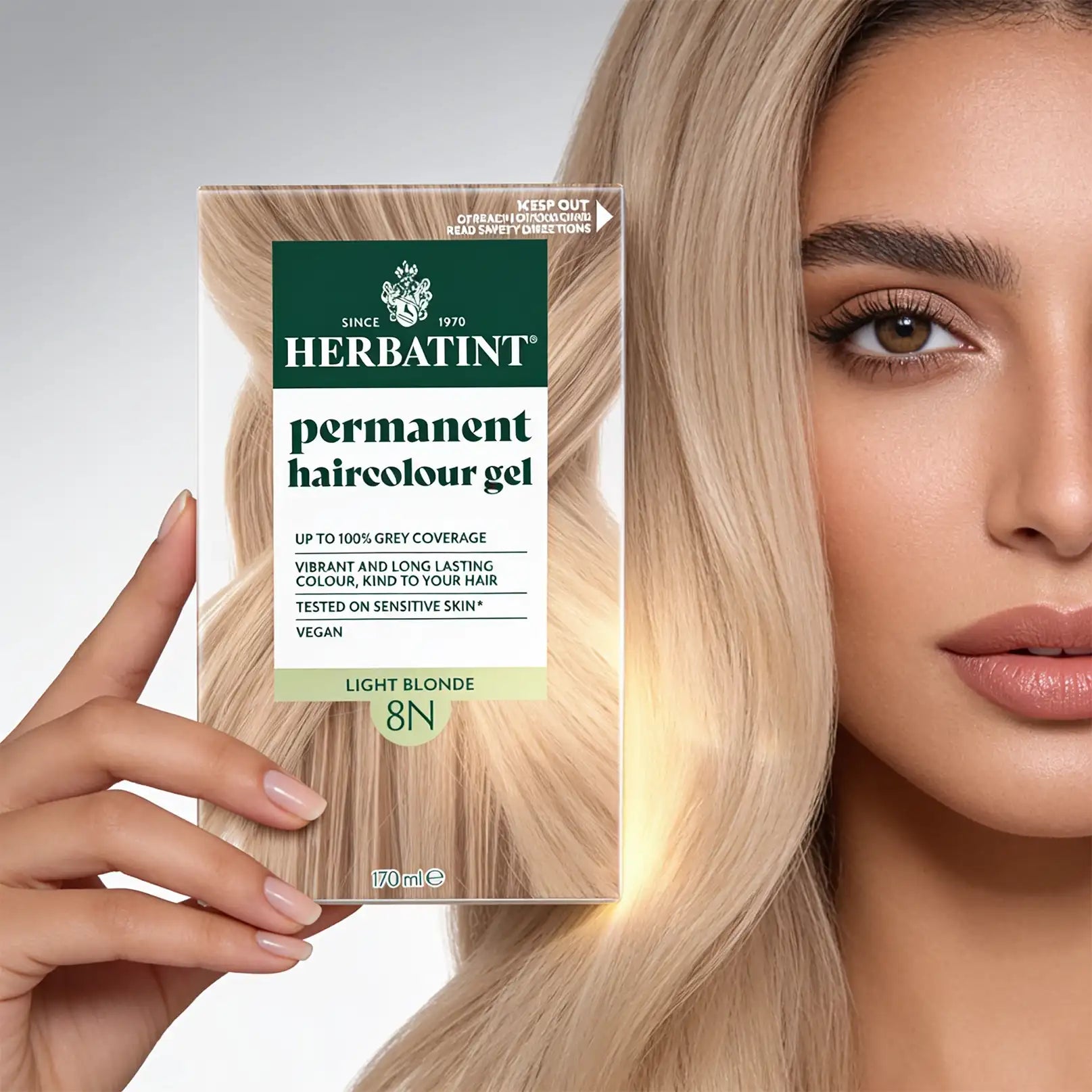 Herbatint Permanent haircolour gel 8N Light Blonde, 170 ml