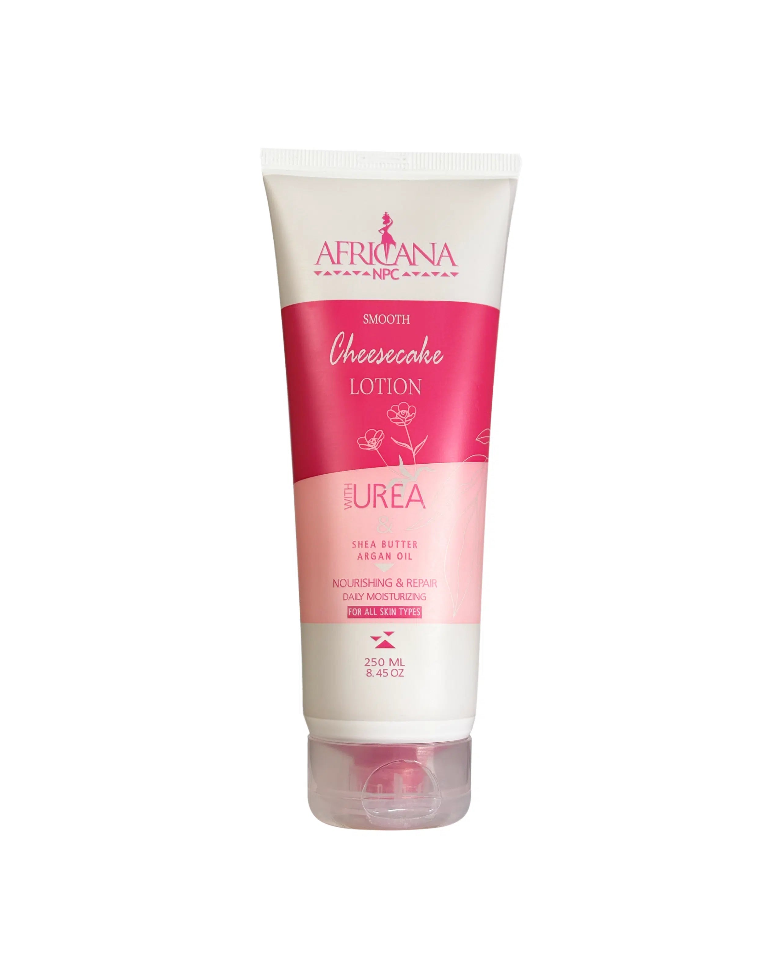 Africana Smooth Body Lotion Cheesecake (Urea) - 250ml   لوشن أفريكانا سموذ المرطب للجسم بنكهة التشيز كيك واليوريا - 250 مل