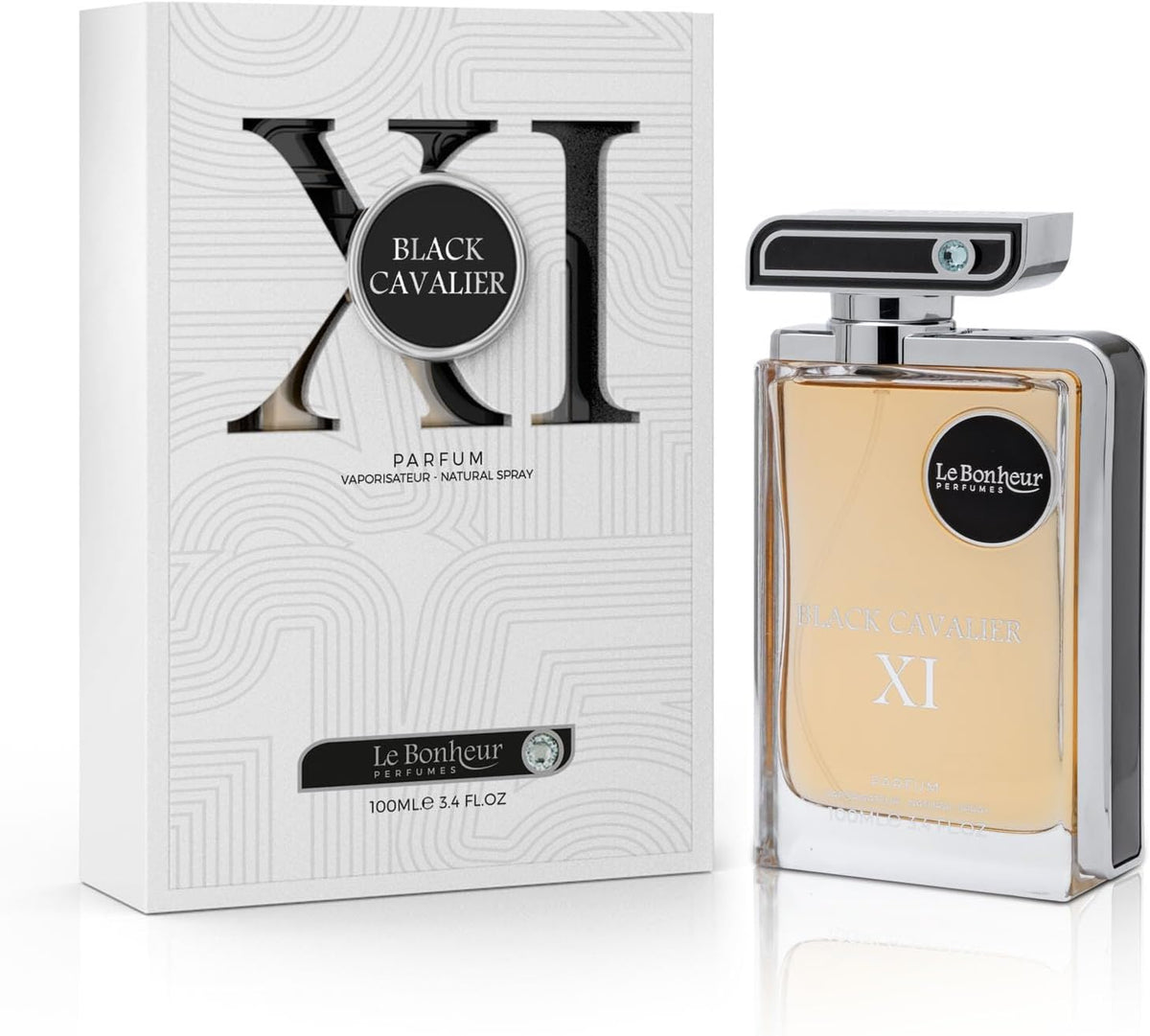 mlعطر كافالير اكس اي 100     Le Bonheur Black Cavalier XI Eau de Parfum for Men 100ml