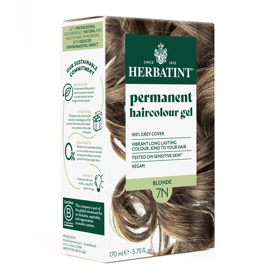 Herbatint  Permanent haircolour gel 7N Blonde, 170 ml