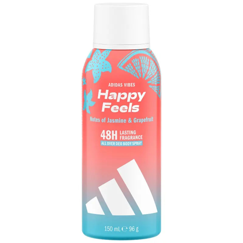 Adidas Vibes Happy Feels All-Over Deo Body Spray 150ml   سبراي معطر ومزيل عرق للجسم أديداس فايبز هابي فيلز 150 مل