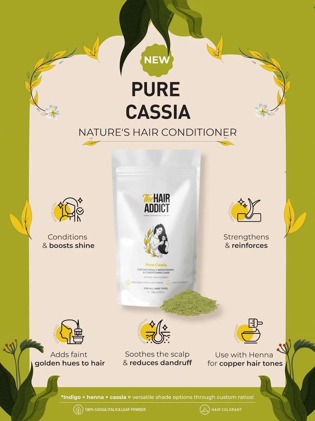 The Hair Addict Henna For Hair 100Gm Pure Cassia