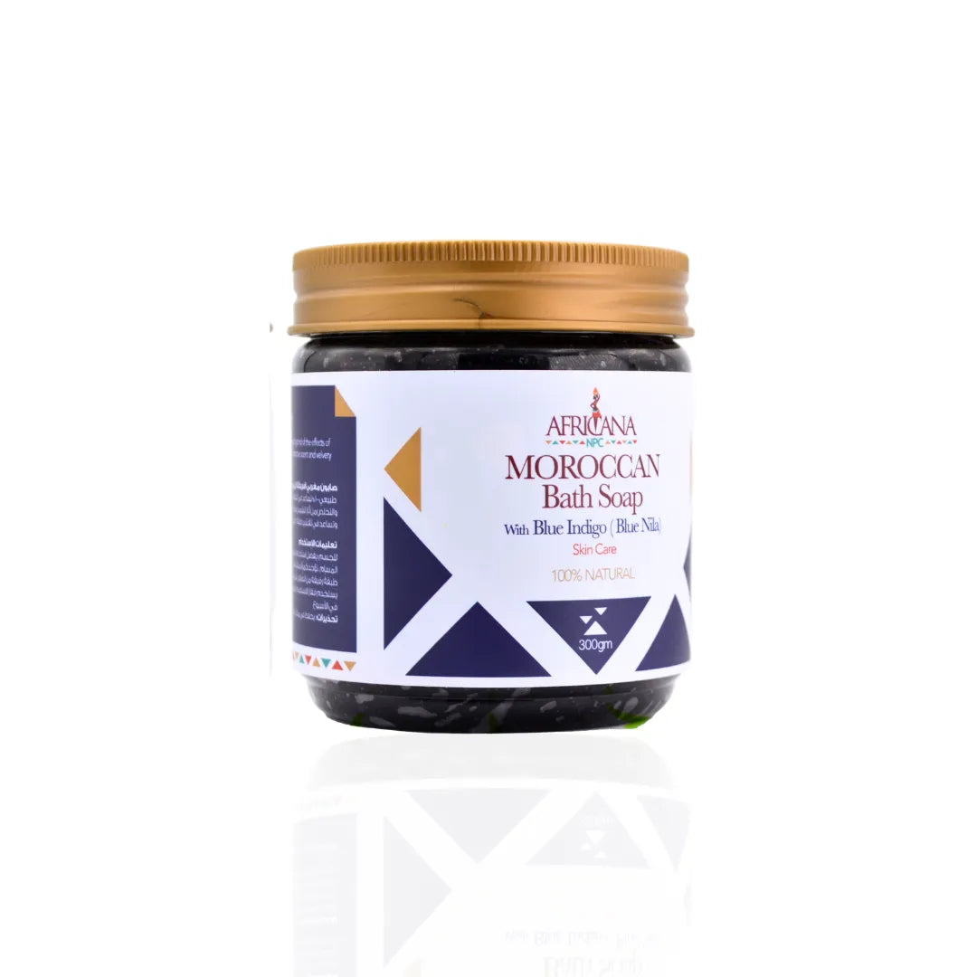 Africana Blue Nile Moroccan Bath Bundle with Kessa Glove - 300g    مجموعة الحمام المغربي بالنيلة الزرقاء من أفريكانا مع الليفة المغربية الأصلية - 300 جم