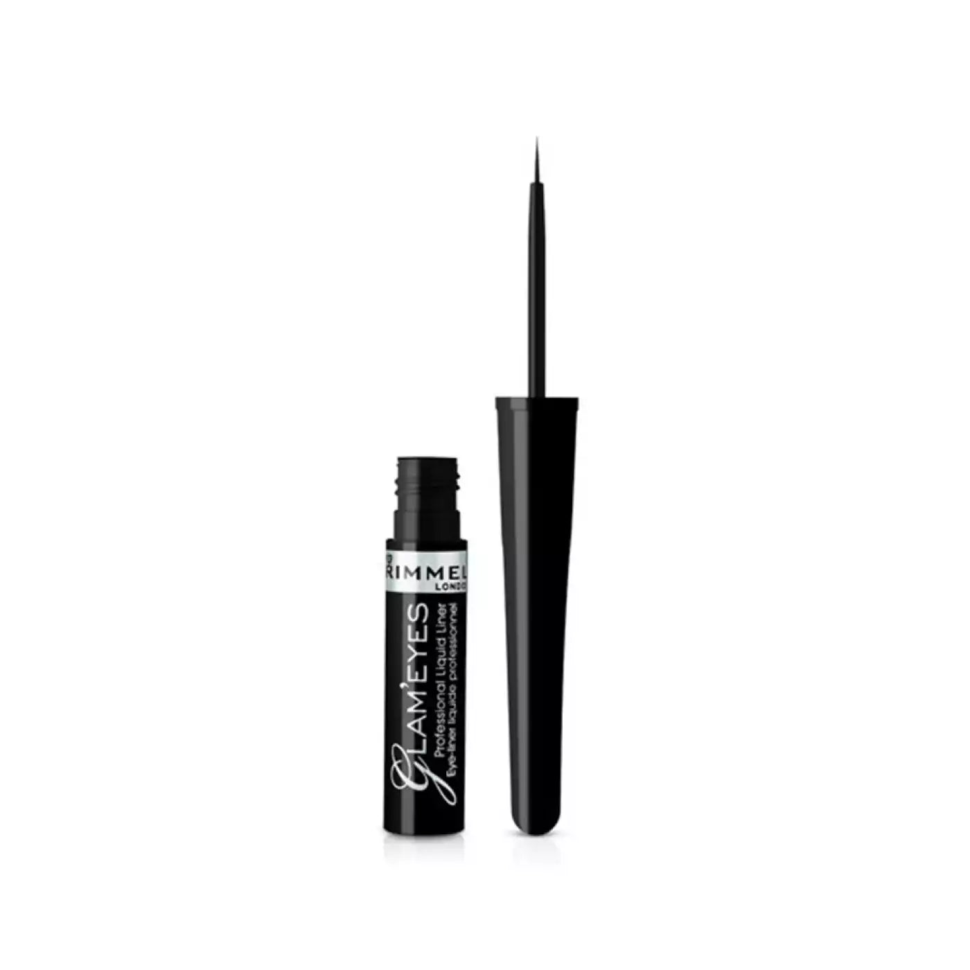 Rimmel London Glam'Eyes Professional Liquid Eyeliner - 001 Black Glamour (3.5ml)        آيلاينر سائل ريميل لندن جلام آيز بروفيشينال لتحديد العيون - درجة 001 بلاك جلامور (3.5 مل)