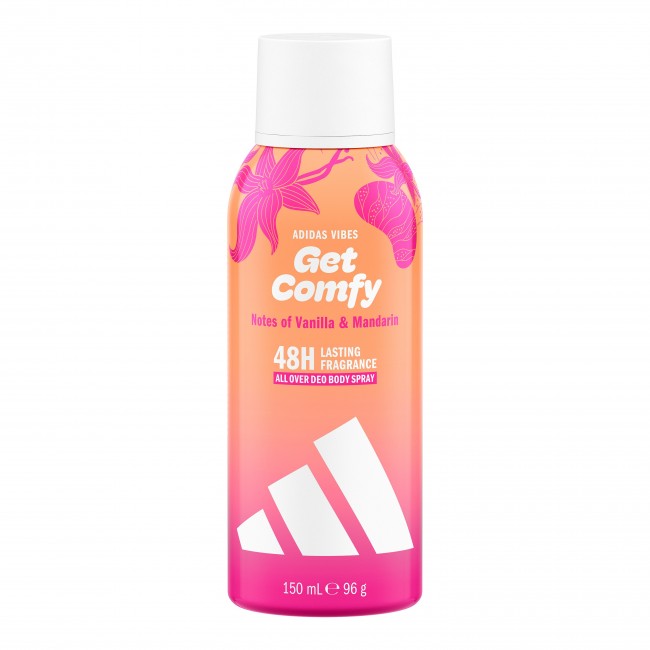 Adidas Vibes Get Comfy All-Over Deo Body Spray 150ml    سبراي معطر ومزيل عرق للجسم أديداس فايبز جيت كومفي 150 مل