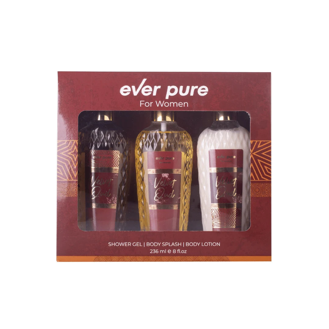 Ever pure Velvet Oud   Body Lotion + Body Splash + Shower Gel - 3*236ml