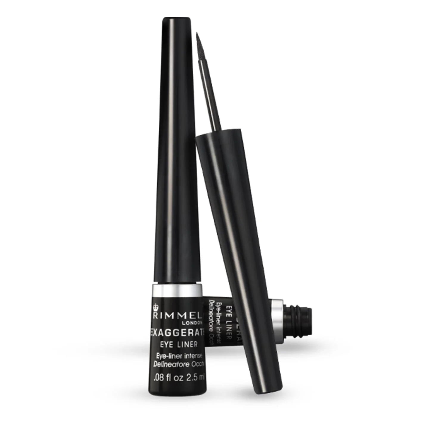 Rimmel London Exaggerate Liquid Eyeliner - 001 Black (2.5ml)     آيلاينر سائل ريميل لندن إكساجيريت عالي الدقة لتحديد العيون - درجة 001 أسود