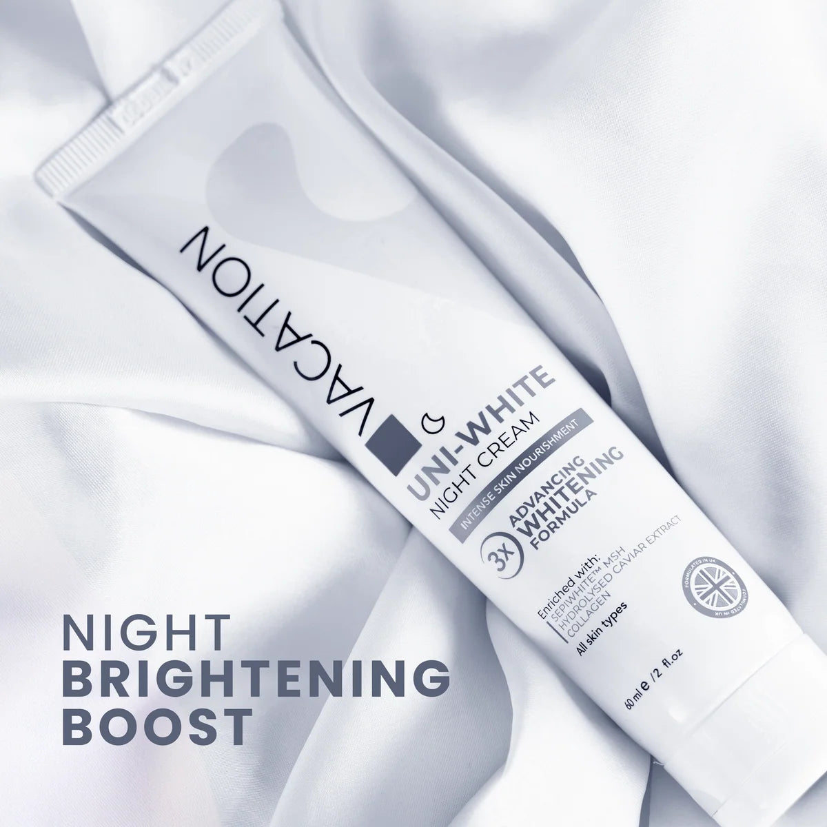 Vacation Advanced Uni-White Skin Brightening Night Cream - 60ml    كريم فاكيشن يوني وايت الليلي لتفتيح البشرة وعلاج التصبغات - 60 مل