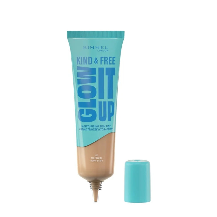 Rimmel London Kind & Free Glow It Up Moisturising Skin Tint   كريم أساس ومُرطب بشرة ريميل لندن كايند آند فري جلو إت أب المضيء