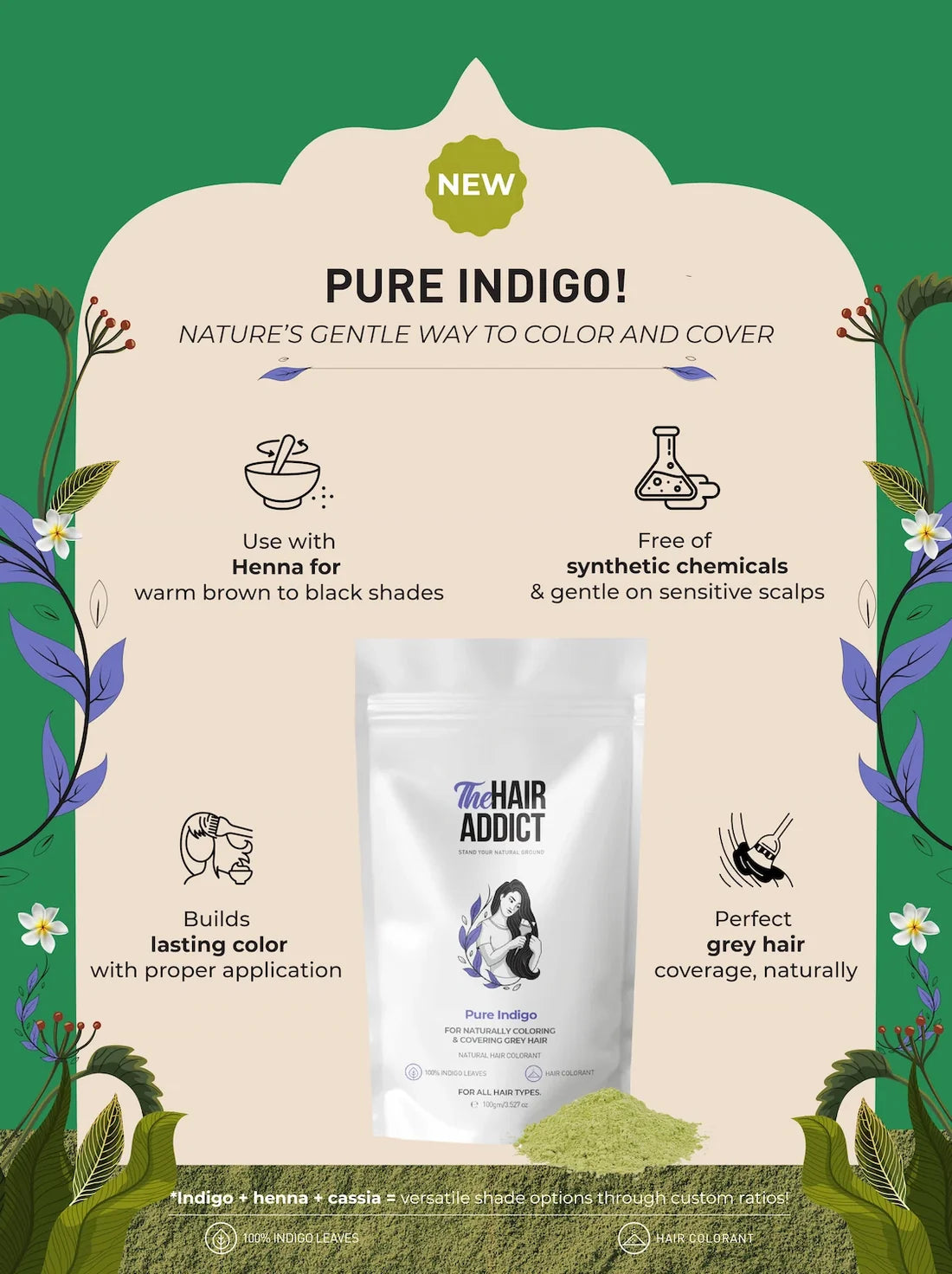 The Hair Addict Henna For Hair 100Gm Pure Indigo